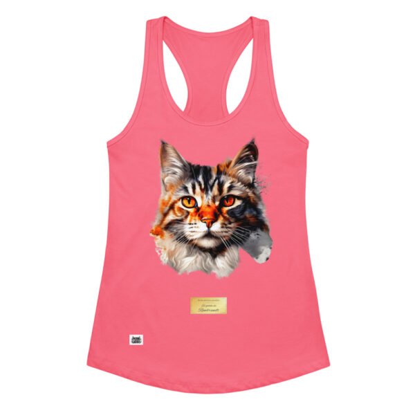 Camiseta de gatos para mujer EL GATO DE REMBRANDT en color rosa eléctrico, vista plana