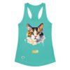 Camiseta de gatos para mujer EL GATO DE RENOIR en color azul tahití, vista plana