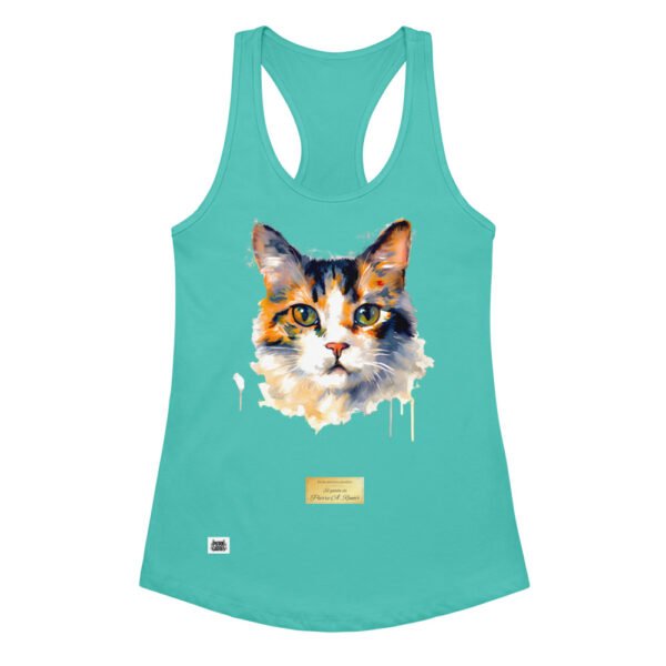 Camiseta de gatos para mujer EL GATO DE RENOIR en color azul tahití, vista plana