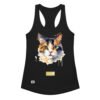Camiseta de gatos para mujer EL GATO DE RENOIR en color negro, vista plana
