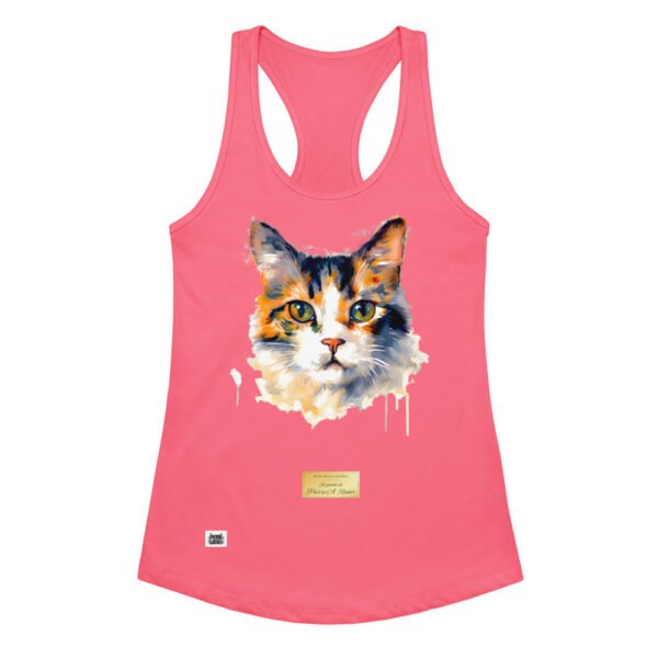 Camiseta de gatos para mujer EL GATO DE RENOIR en color rosa eléctrico, vista plana