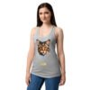 Camiseta de gatos para mujer EL GATO DE RUBENS en color gris jaspeado, sobre modelo