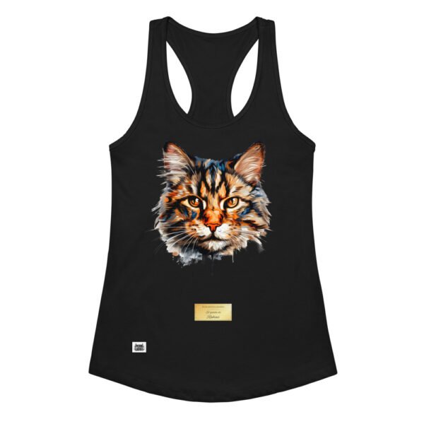 Camiseta de gatos para mujer EL GATO DE RUBENS en color negro, vista plana