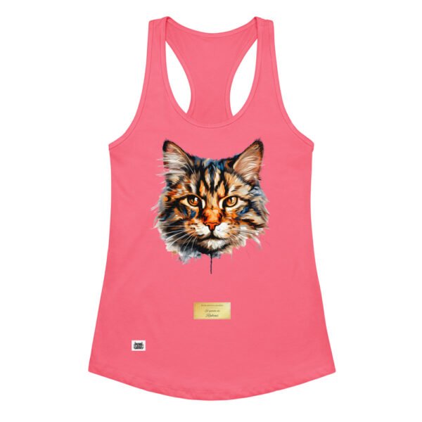 Camiseta de gatos para mujer EL GATO DE RUBENS en color rosa eléctrico, vista plana
