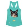 Camiseta de gatos para mujer EL GATO DE SOROLLA en color azul tahití, vista plana