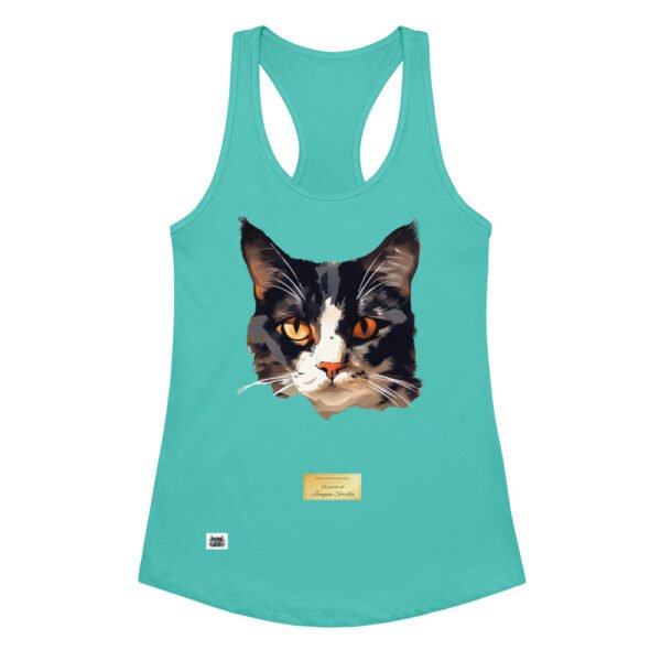 Camiseta de gatos para mujer EL GATO DE SOROLLA en color azul tahití, vista plana
