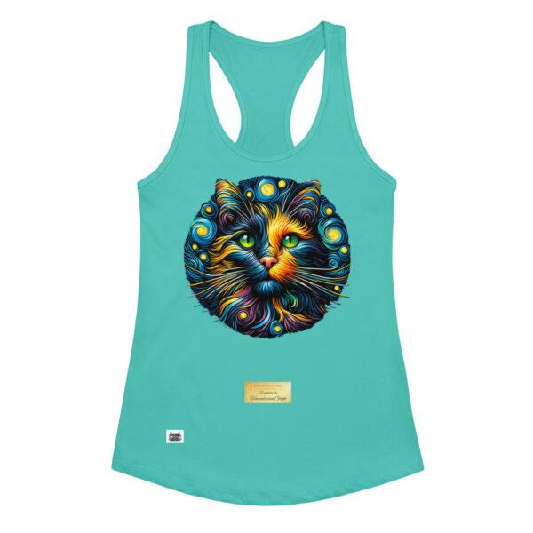 Camiseta de gatos para mujer EL GATO DE VAN GOGH en color azul tahití, vista plana