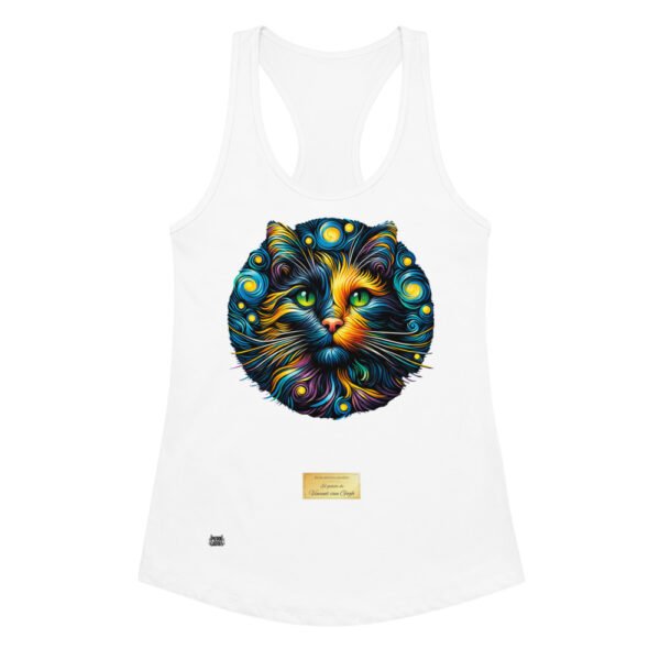 Camiseta de gatos para mujer EL GATO DE VAN GOGH en color blanco, vista plana