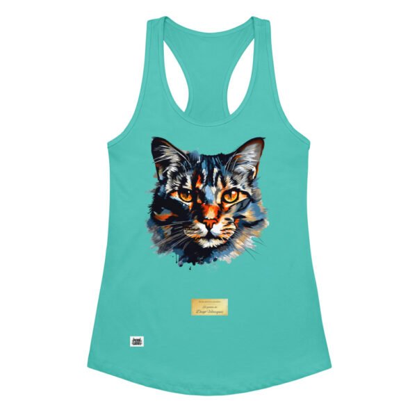 Camiseta de gatos para mujer EL GATO DE VELÁZQUEZ en color azul tahití, vista plana