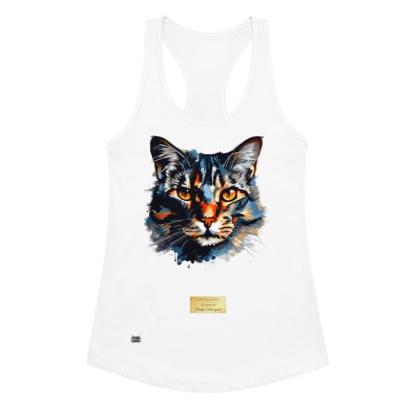 Camiseta de gatos para mujer EL GATO DE VELÁZQUEZ en color blanco, vista plana