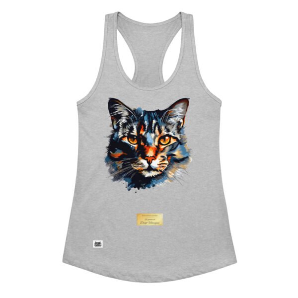 Camiseta de gatos para mujer EL GATO DE VELÁZQUEZ en color gris jaspeado, vista plana