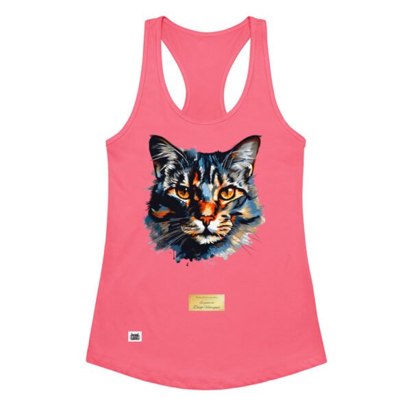 Camiseta de gatos para mujer EL GATO DE VELÁZQUEZ en color rosa eléctrico, vista plana