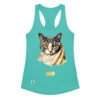 Camiseta de gatos para mujer EL GATO DE VERMEER en color azul tahití, vista plana