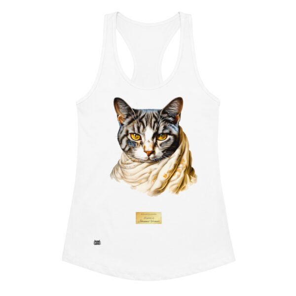 Camiseta de gatos para mujer EL GATO DE VERMEER en color blanco, vista plana