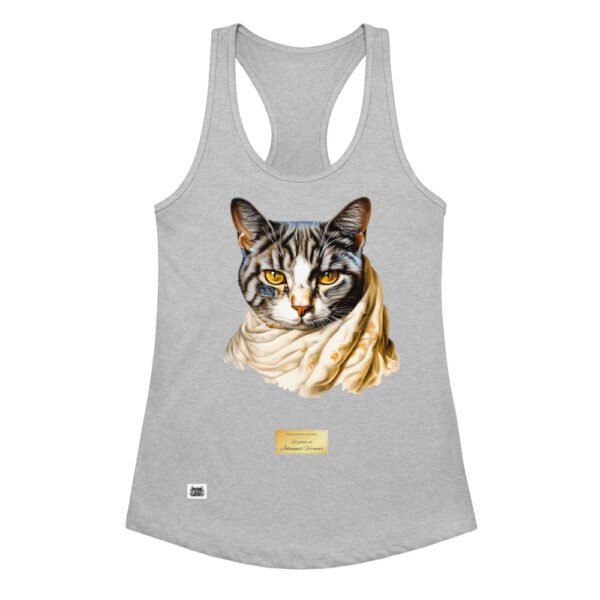 Camiseta de gatos para mujer EL GATO DE VERMEER en color gris jaspeado, vista plana