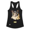 Camiseta de gatos para mujer EL GATO DE VERMEER en color negro, vista plana