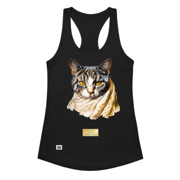 Camiseta de gatos para mujer EL GATO DE VERMEER en color negro, vista plana