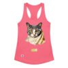 Camiseta de gatos para mujer EL GATO DE VERMEER en color rosa eléctrico, vista plana