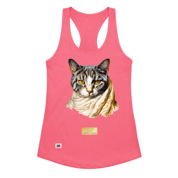 Camiseta de gatos para mujer EL GATO DE VERMEER en color rosa eléctrico, vista plana
