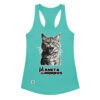 Camiseta de gatos para mujer EL PLANETA DE LOS MININOS en color azul tahití, vista plana