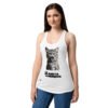 Camiseta de gatos para mujer EL PLANETA DE LOS MININOS en color blanco, sobre modelo