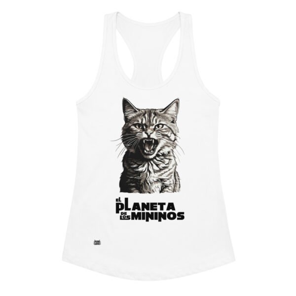 Camiseta de gatos para mujer EL PLANETA DE LOS MININOS en color blanco, vista plana