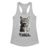 Camiseta de gatos para mujer EL PLANETA DE LOS MININOS en color gris jaspeado, vista plana