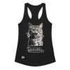 Camiseta de gatos para mujer EL PLANETA DE LOS MININOS en color negro, vista plana