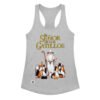 Camiseta de gatos para mujer EL SEÑOR DE LOS GATILLOS en color gris jaspeado, vista plana
