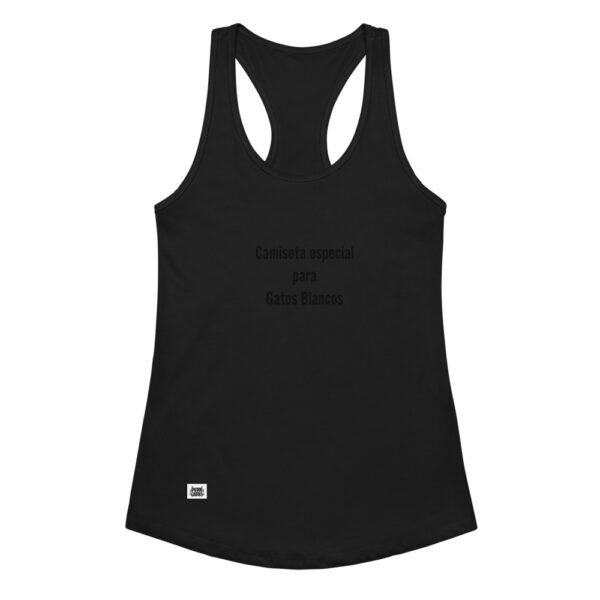 Camiseta de gatos para mujer ESPECIAL PARA GATOS BLANCOS en color negro, vista plana