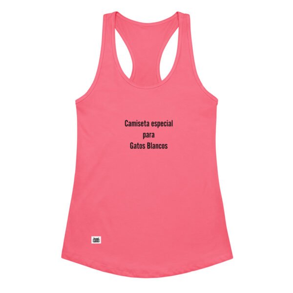 Camiseta de gatos para mujer ESPECIAL PARA GATOS BLANCOS en color rosa eléctrico, vista plana