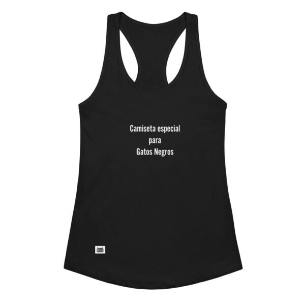 Camiseta de gatos para mujer ESPECIAL PARA GATOS NEGROS en color negro, vista plana