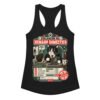 Camiseta de gatos para mujer EVALUACIÓN DEL HUMANO en color negro, vista plana
