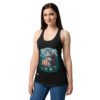 Camiseta de gatos para mujer GATO EXPLORADOR en color negro, sobre modelo