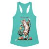 Camiseta de gatos para mujer FELINAVIDAD en color azul tahití, vista plana