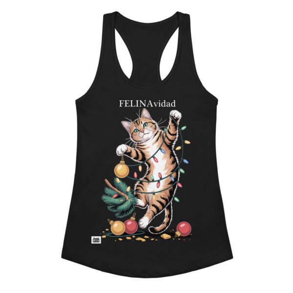 Camiseta de gatos para mujer FELINAVIDAD en color negro, vista plana