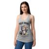 Camiseta de gatos para mujer FELIZ 2026, 365 NUEVAS OPORTUNIDADES DE CAGARLA en color gris jaspeado, sobre modelo
