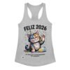 Camiseta de gatos para mujer FELIZ 2026, 365 NUEVAS OPORTUNIDADES DE CAGARLA en color gris jaspeado, vista plana