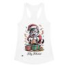 Camiseta de gatos para mujer FELIZ FALSEDAD en color blanco, vista plana