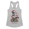 Camiseta de gatos para mujer FELIZ FALSEDAD en color gris jaspeado, vista plana