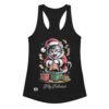 Camiseta de gatos para mujer FELIZ FALSEDAD en color negro, vista plana