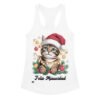 Camiseta de gatos para mujer FELIZ MIAUCIDAD en color blanco, vista plana