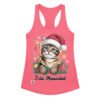 Camiseta de gatos para mujer FELIZ MIAUCIDAD en color rosa eléctrico, vista plana