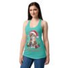Camiseta de gatos para mujer FELIZ NAVIDAD GATUNA en color azul tahití, sobre modelo