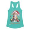 Camiseta de gatos para mujer FELIZ NAVIDAD GATUNA en color azul tahití, vista plana