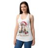 Camiseta de gatos para mujer FELIZ NAVIDAD GATUNA en color blanco, sobre modelo