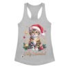 Camiseta de gatos para mujer FELIZ NAVIDAD GATUNA en color gris jaspeado, vista plana