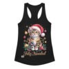 Camiseta de gatos para mujer FELIZ NAVIDAD GATUNA en color negro, vista plana