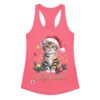 Camiseta de gatos para mujer FELIZ NAVIDAD GATUNA en color rosa eléctrico, vista plana