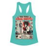 Camiseta de gatos para mujer FICHA TÉCNICA DE LA HUMANA en color azul tahití, vista plana